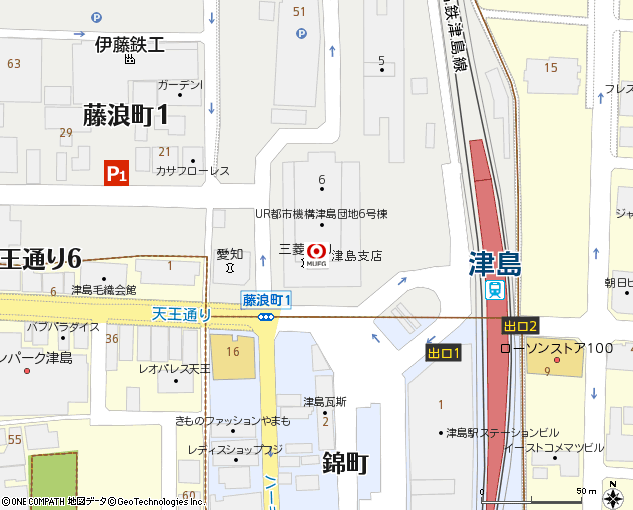 津島支店付近の地図